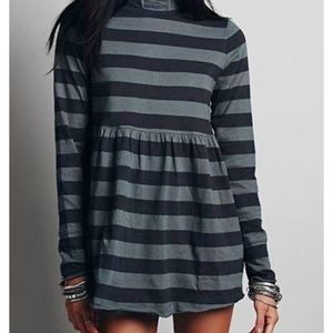 Free People mock turtle neck striped tunic